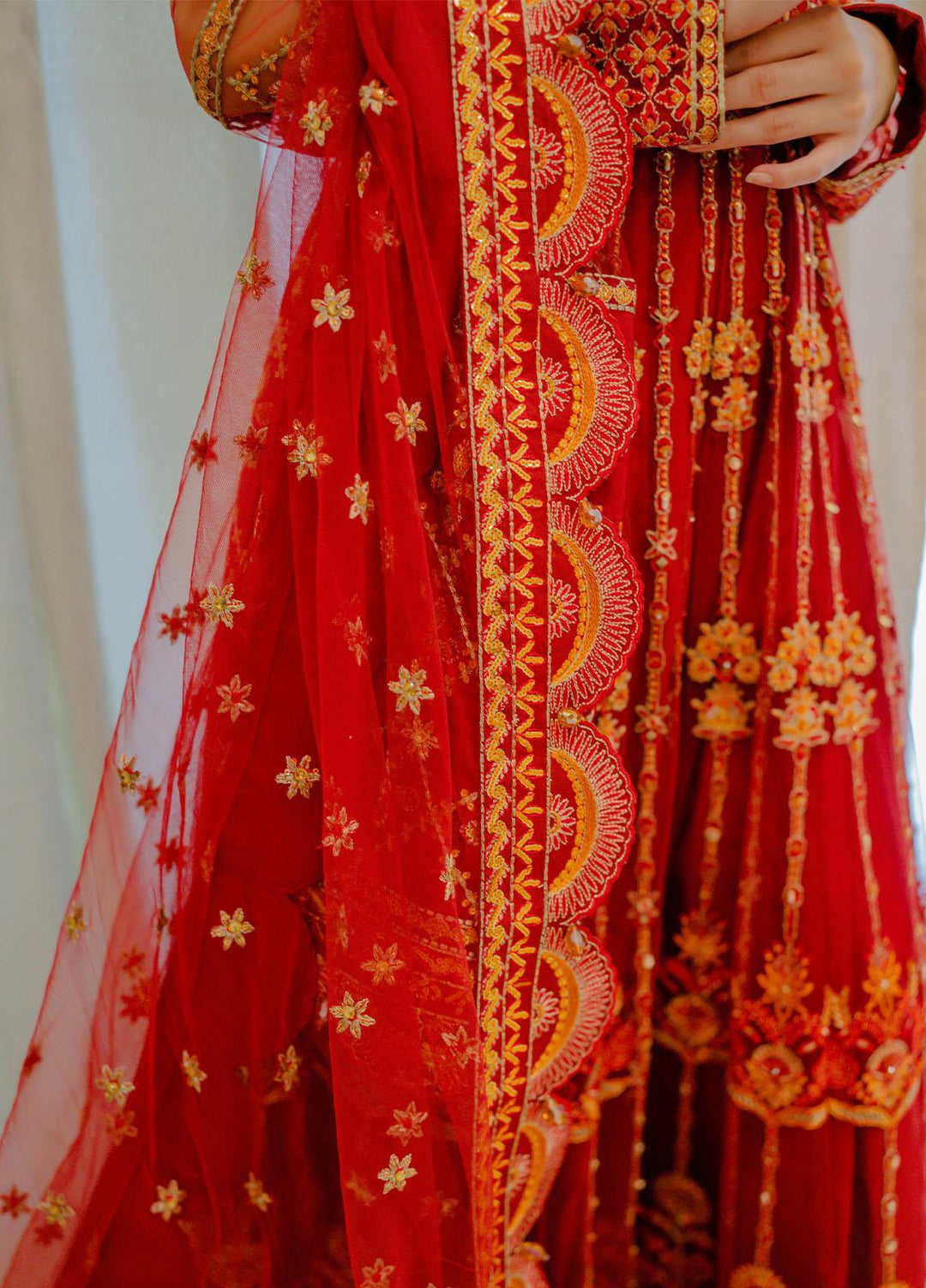 Surmai Luxury Pret Embroidered Net 3 Piece Suit SUR22RW AHMAR ...