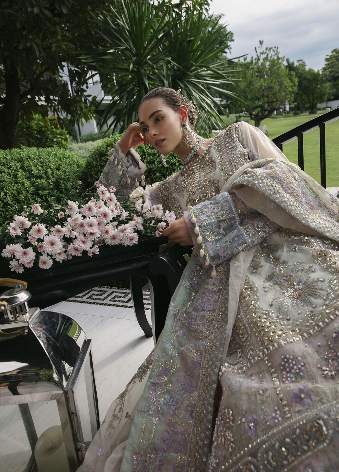 Surmaya By Avyana Embroidered Net Suits Unstitched 4 Piece AV23S AS-02 Elaya  - Wedding Collection