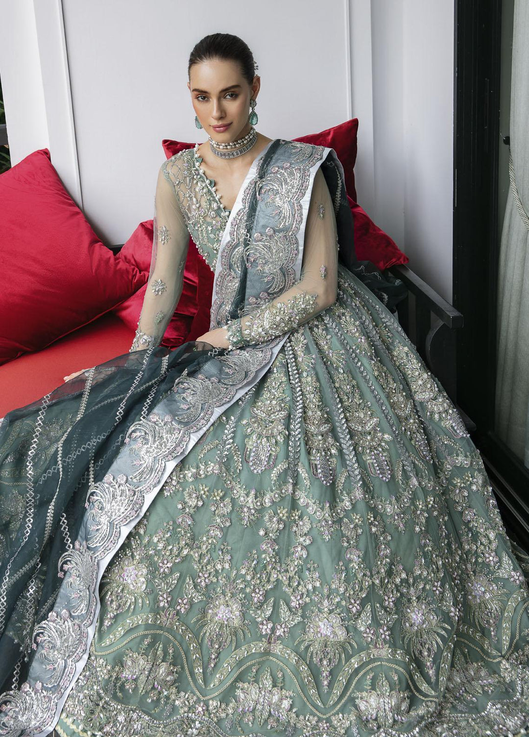 Surmaya By Avyana Embroidered Net Suits Unstitched 4 Piece AV23S AS-06 Izel - Wedding Collection