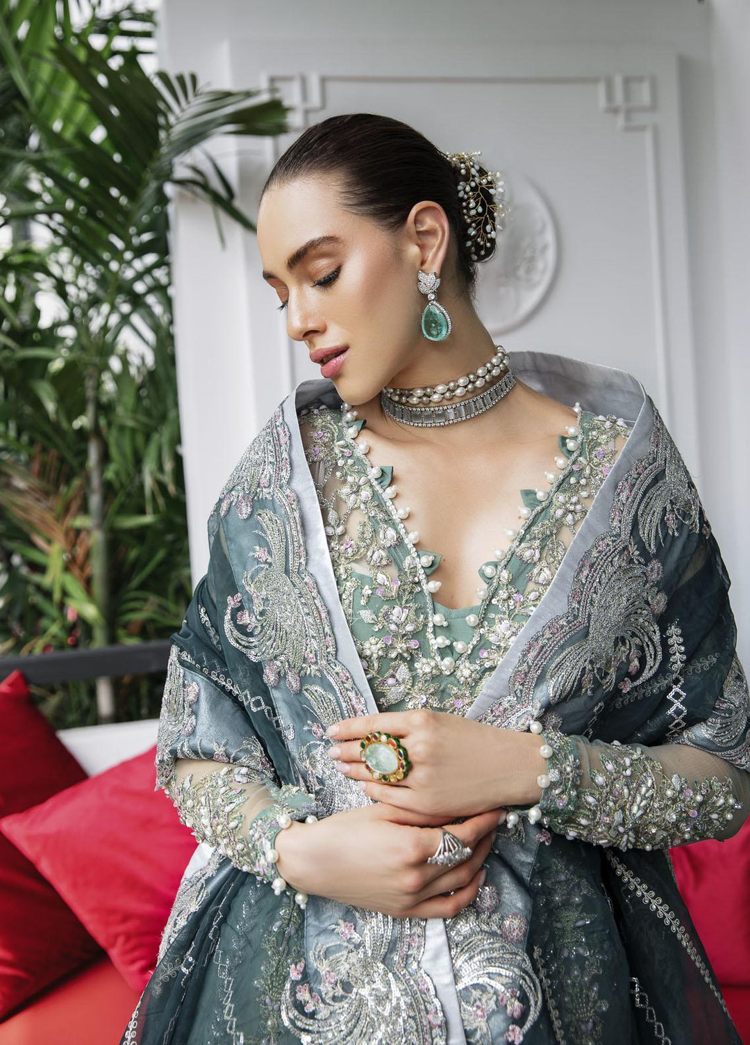 Surmaya By Avyana Embroidered Net Suits Unstitched 4 Piece AV23S AS-06 Izel - Wedding Collection