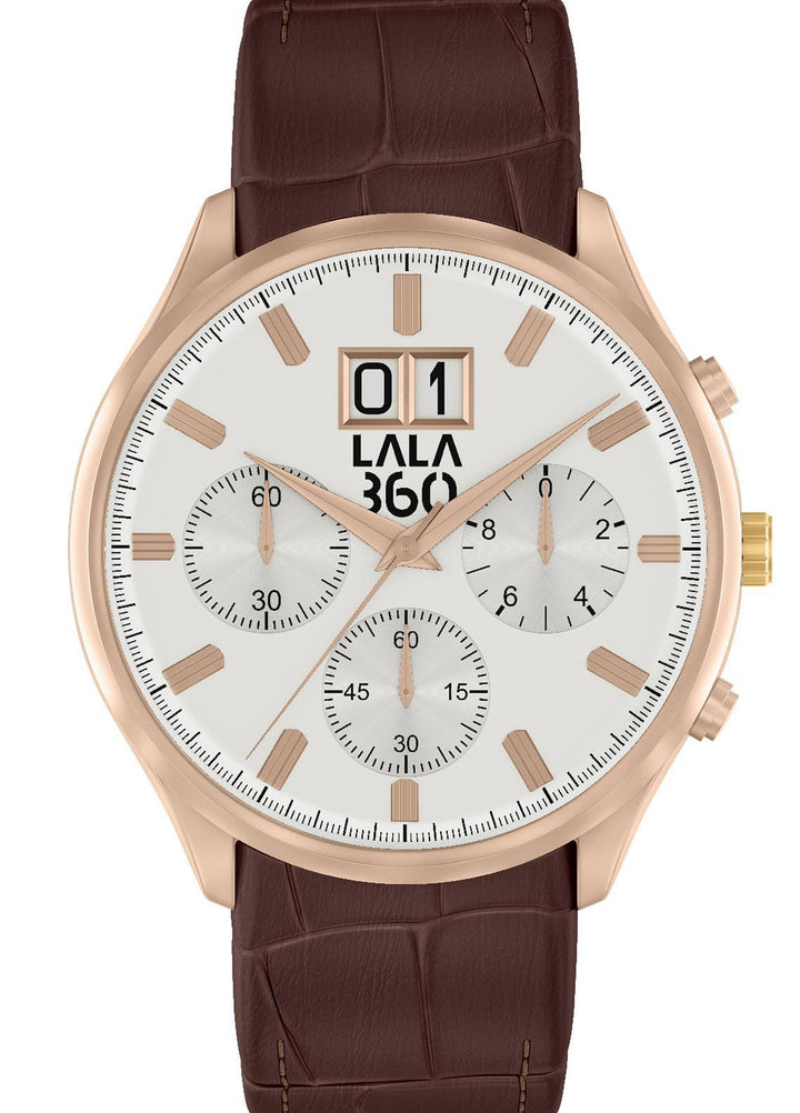 Sveston Refined   Watch SVT22W Sveston Lala 360 (Leather) Rose-White Brown - Prestigious Mens Watches