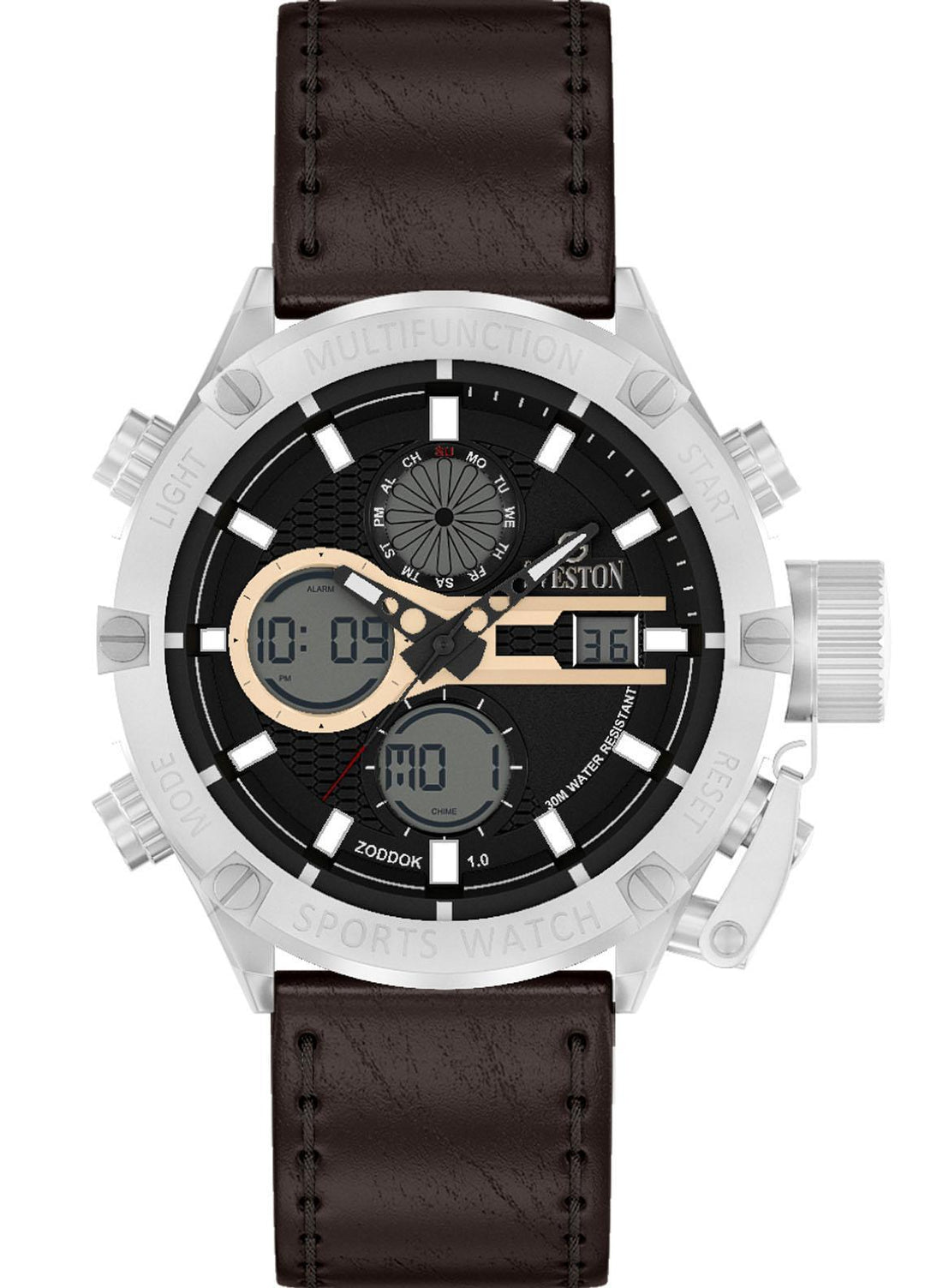 Sveston Refined   Watch SVT22W Sveston ZODDOK 1.0 (Leather Belt) Silver Black Brown Rose - Prestigious Mens Watches