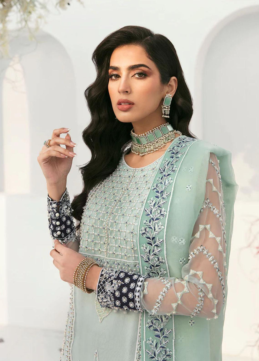 Sylvia By Akbar Aslam Embroidered Organza Suits Unstitched 4 Piece AA23S 1462 Yasen - Wedding Collection
