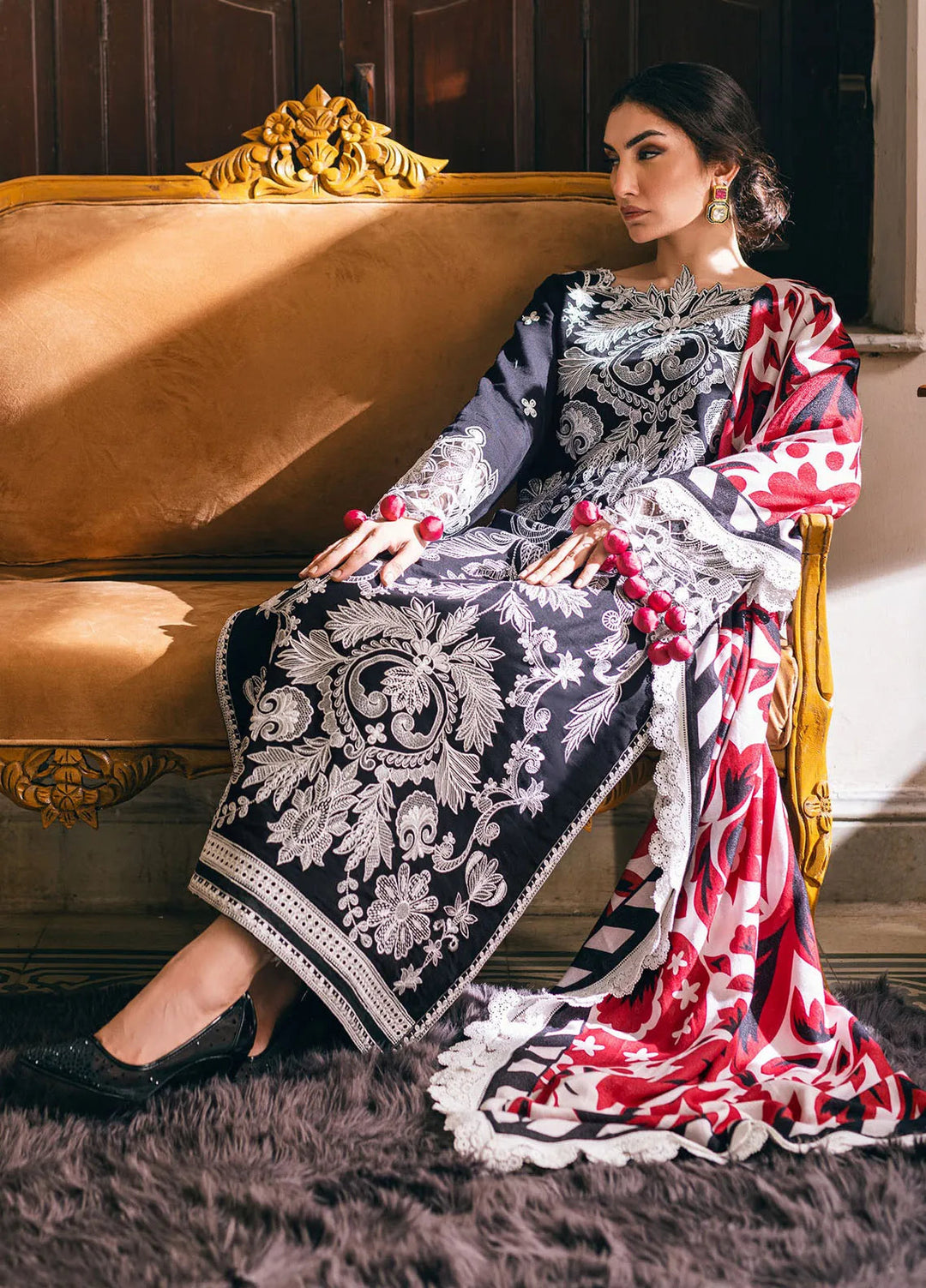 Symphony by Mushq Embroidered Karandi Suits Unstitched 3 Piece MQ24SP MW-KRN-03 Midnight Magic - Winter Collection