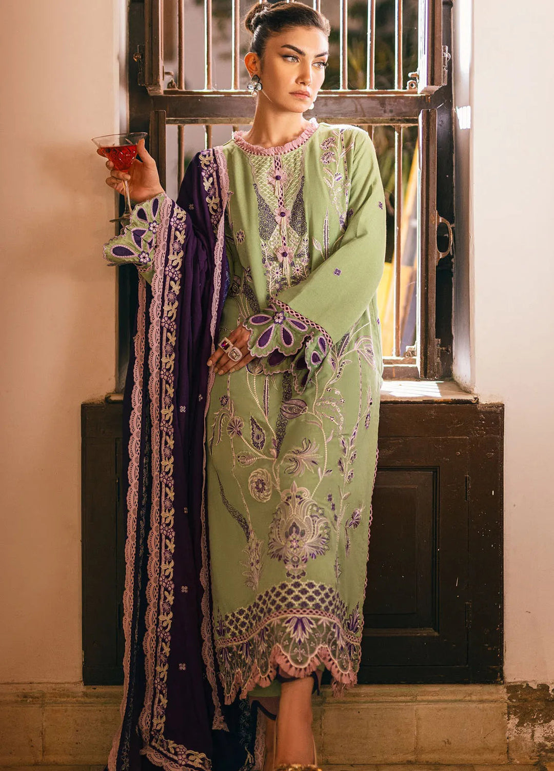 Symphony by Mushq Embroidered Karandi Suits Unstitched 3 Piece MQ24SP MW-KRN-07 Sparkling Noir - Winter Collection
