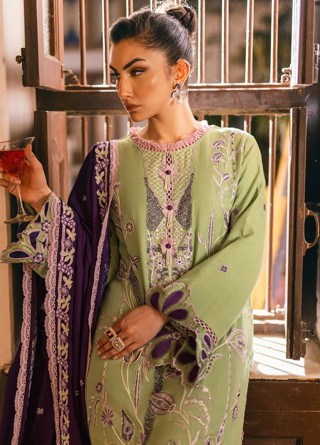 Symphony by Mushq Embroidered Karandi Suits Unstitched 3 Piece MQ24SP MW-KRN-07 Sparkling Noir - Winter Collection
