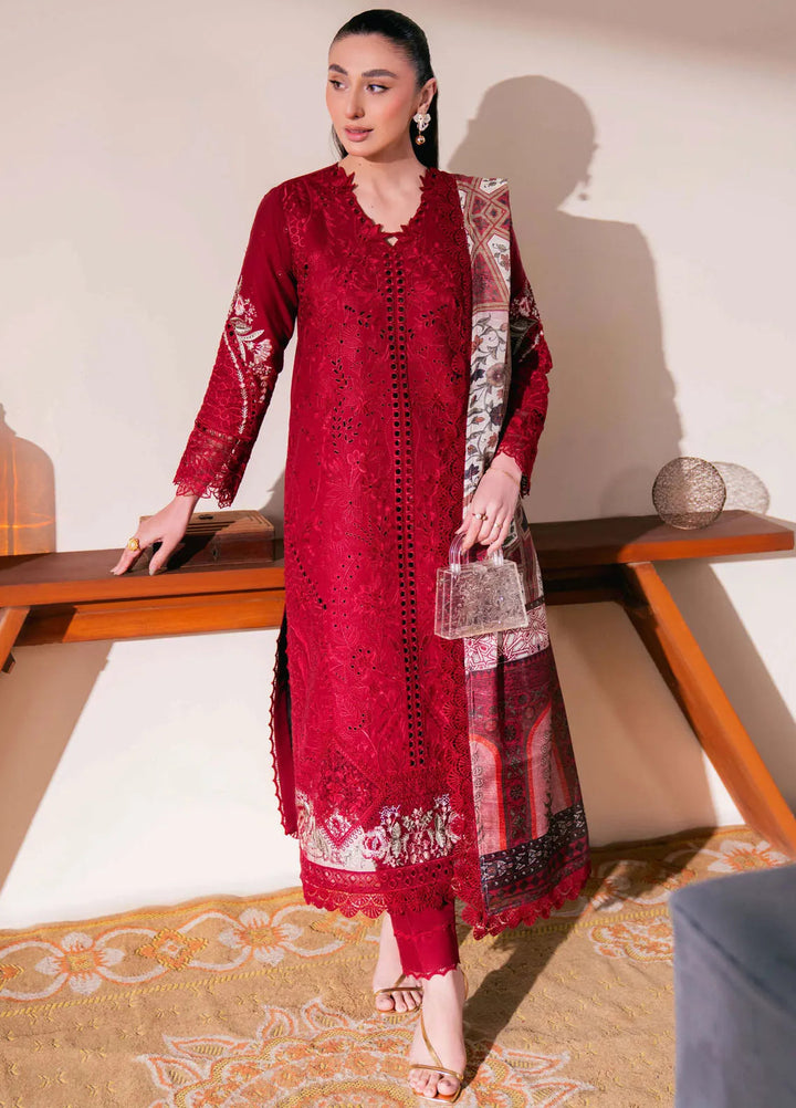 Symphony by Neeshay Embroidered Lawn Suits Unstitched 3 Piece NSH25S Scarlet - Summer Collection