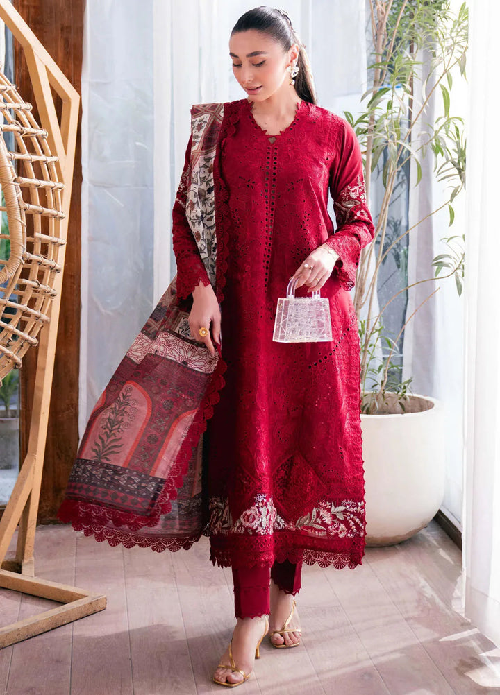 Symphony by Neeshay Embroidered Lawn Suits Unstitched 3 Piece NSH25S Scarlet - Summer Collection
