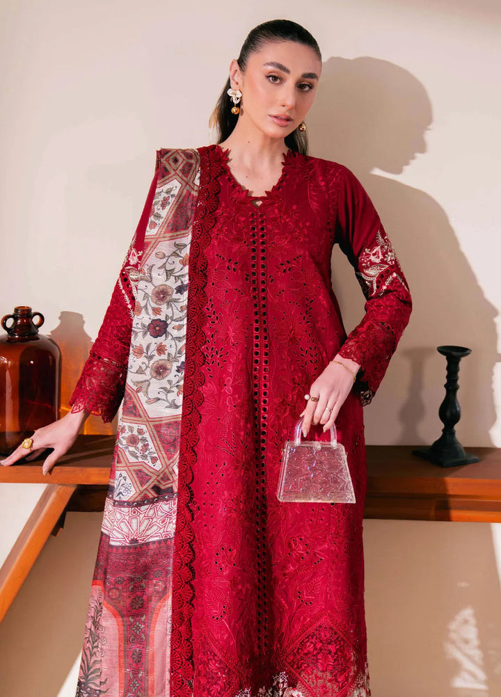 Symphony by Neeshay Embroidered Lawn Suits Unstitched 3 Piece NSH25S Scarlet - Summer Collection