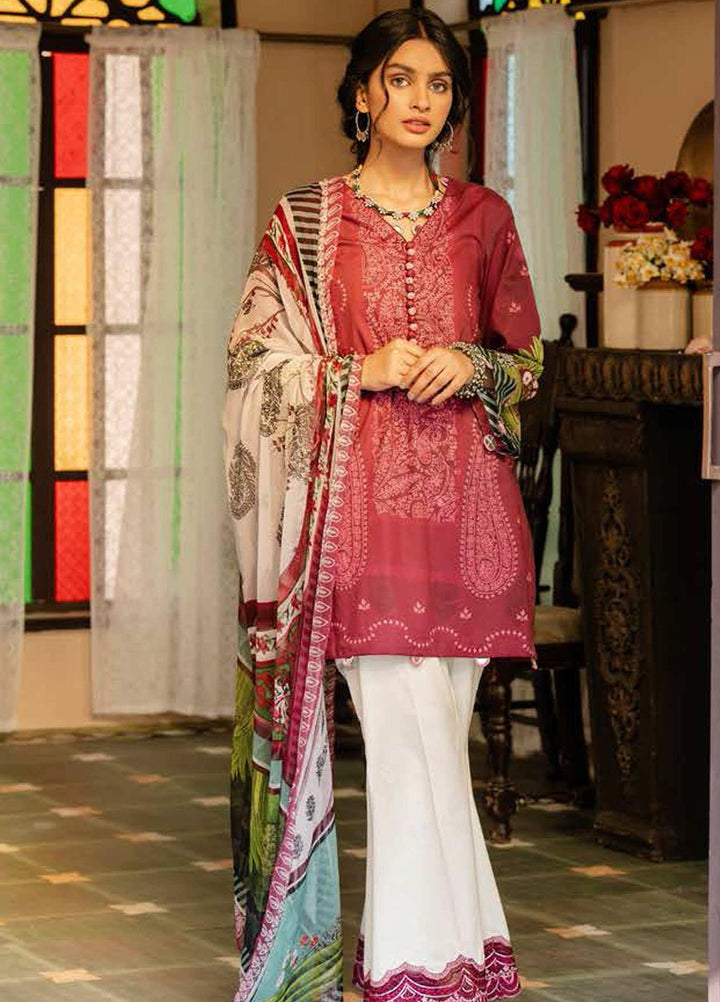 Tabeer by Cross Stitch Embroidered Lawn Suits Unstitched 3 Piece CS21T 16-FUSCIA HIBISCUS - Summer Collection