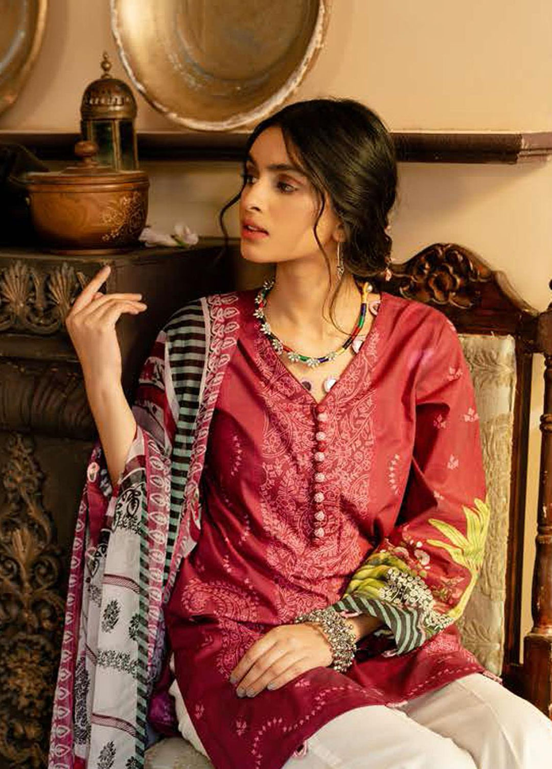 Tabeer by Cross Stitch Embroidered Lawn Suits Unstitched 3 Piece CS21T 16-FUSCIA HIBISCUS - Summer Collection