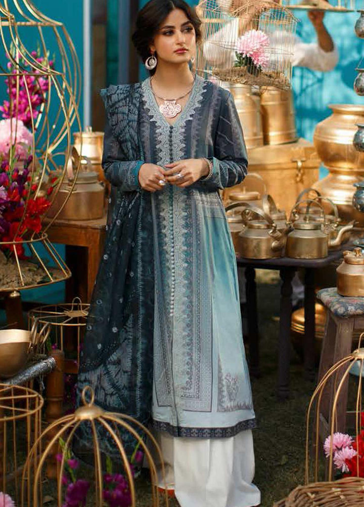 Tabeer by Cross Stitch Embroidered Lawn Suits Unstitched 3 Piece CS21T 19-OCEAN RIPPLE - Summer Collection