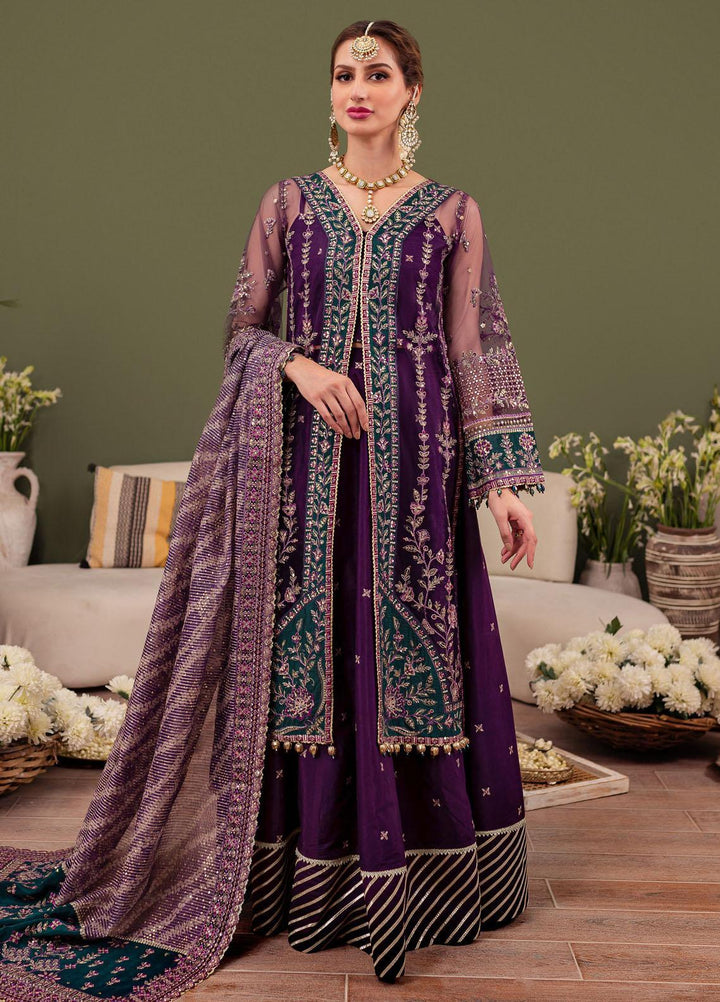 Tabeer By Farasha Embroidered Net Suits Unstitched 4 Piece FSH23TB D-05 Iris - Wedding Collection