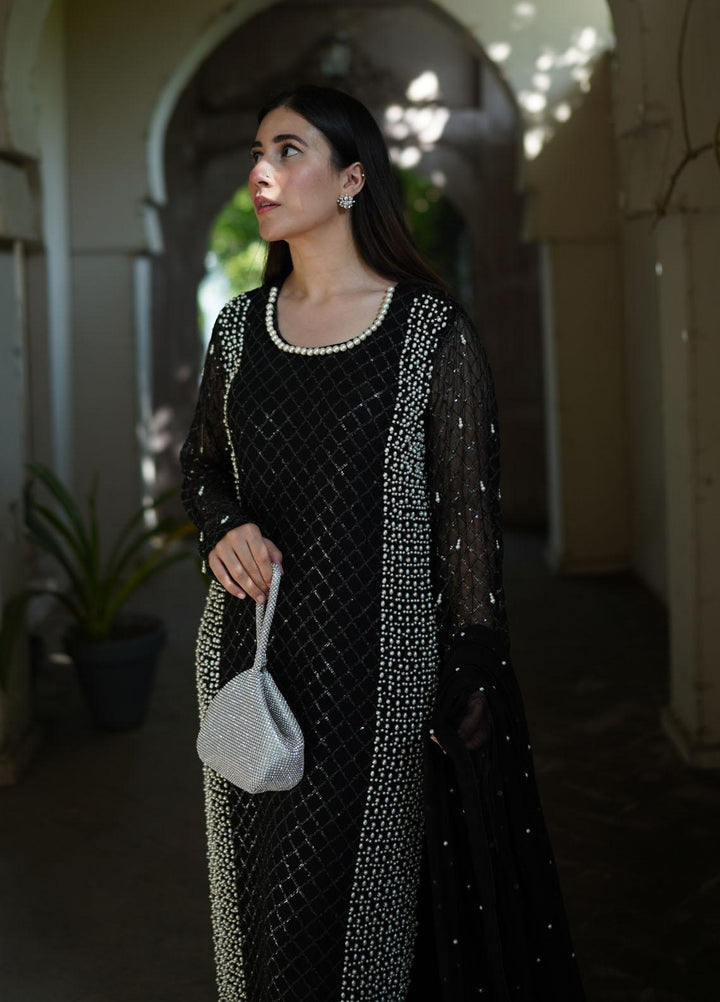 Manaal Arfeen Pret Embroidered  3 Piece Suit Black Pearl