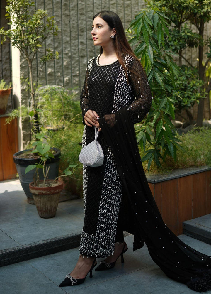 Manaal Arfeen Pret Embroidered  3 Piece Suit Black Pearl