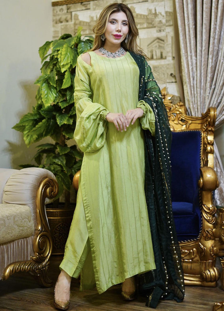 Manaal Arfeen Pret Embroidered  3 Piece Suit Green Silk