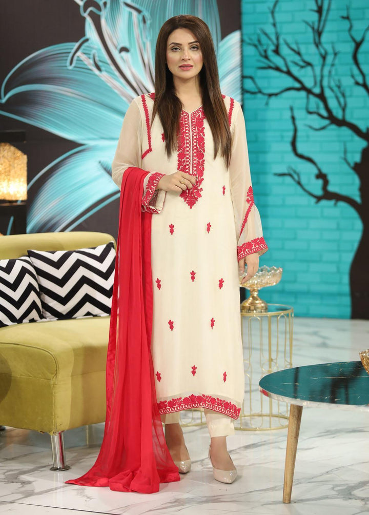Manaal Arfeen Pret Embroidered  3 Piece Suit Gulabi Tanka