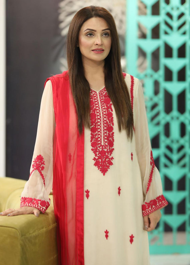 Manaal Arfeen Pret Embroidered  3 Piece Suit Gulabi Tanka