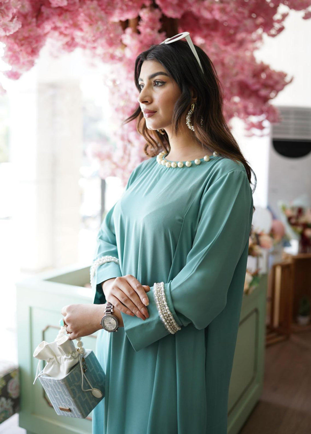 Manaal Arfeen Pret Eastern Georgette 2 Piece Suit MNL23T Jade Flo