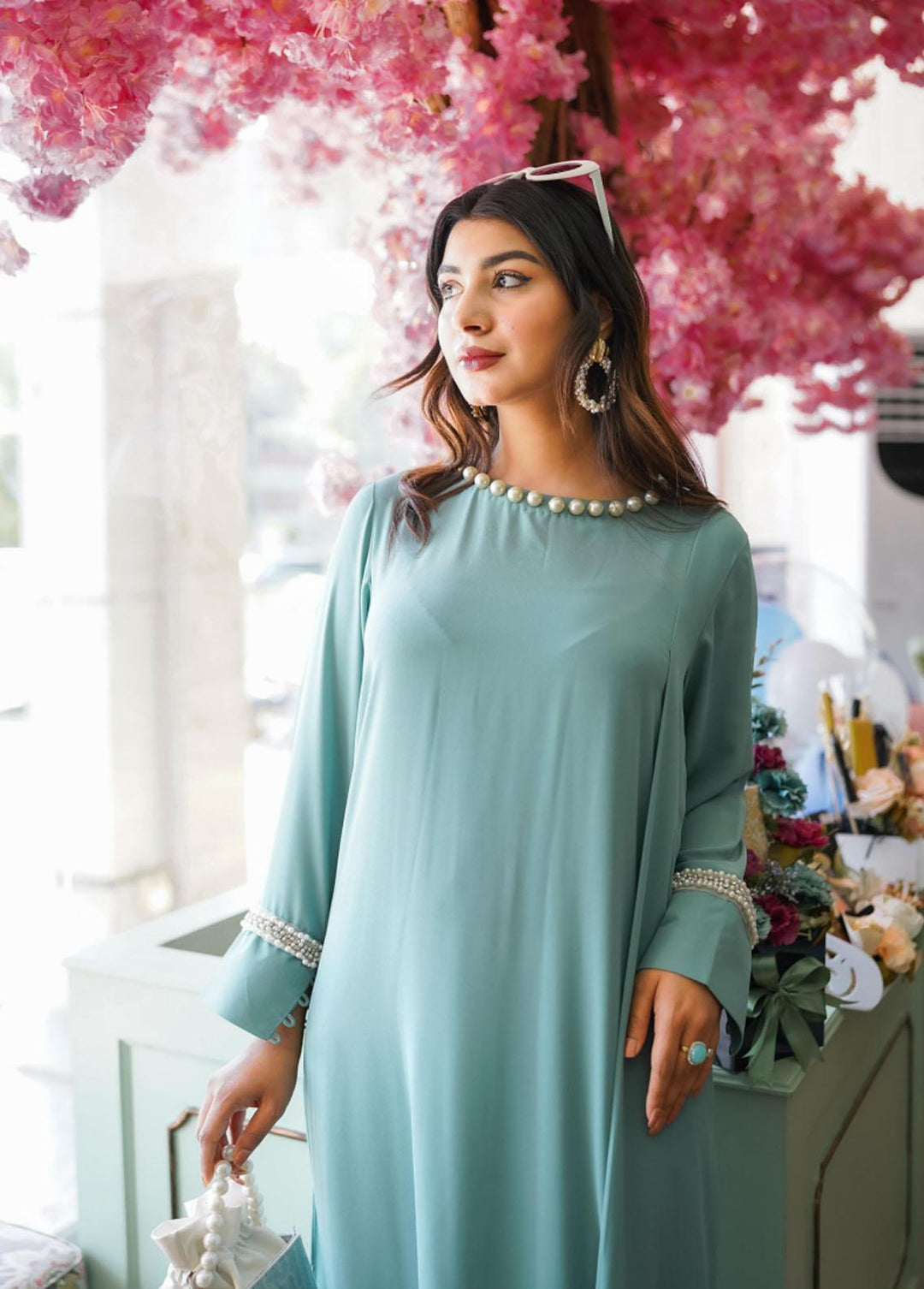 Manaal Arfeen Pret Eastern Georgette 2 Piece Suit MNL23T Jade Flo