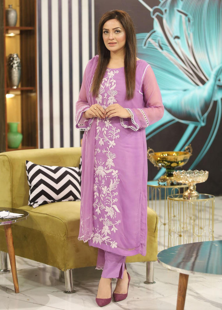 Manaal Arfeen Pret Embroidered  4 Piece Suit Lilac Desire