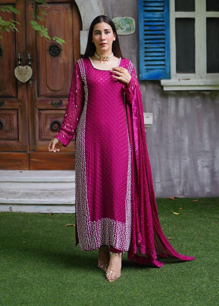 Manaal Arfeen Pret Embroidered  3 Piece Suit Magenta Pearl