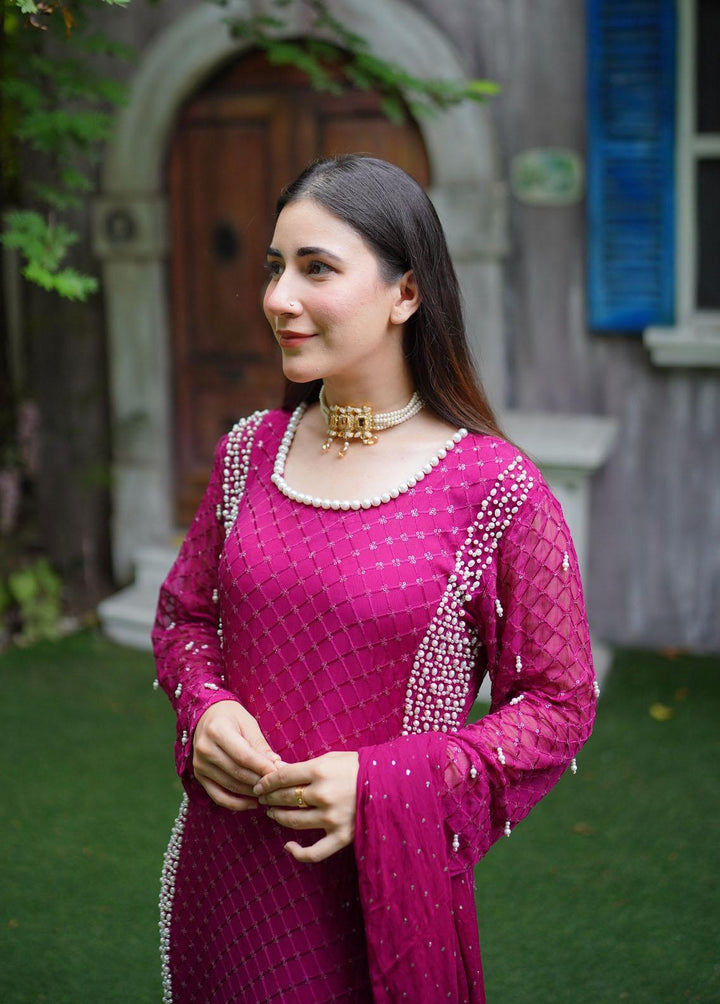 Manaal Arfeen Pret Embroidered  3 Piece Suit Magenta Pearl