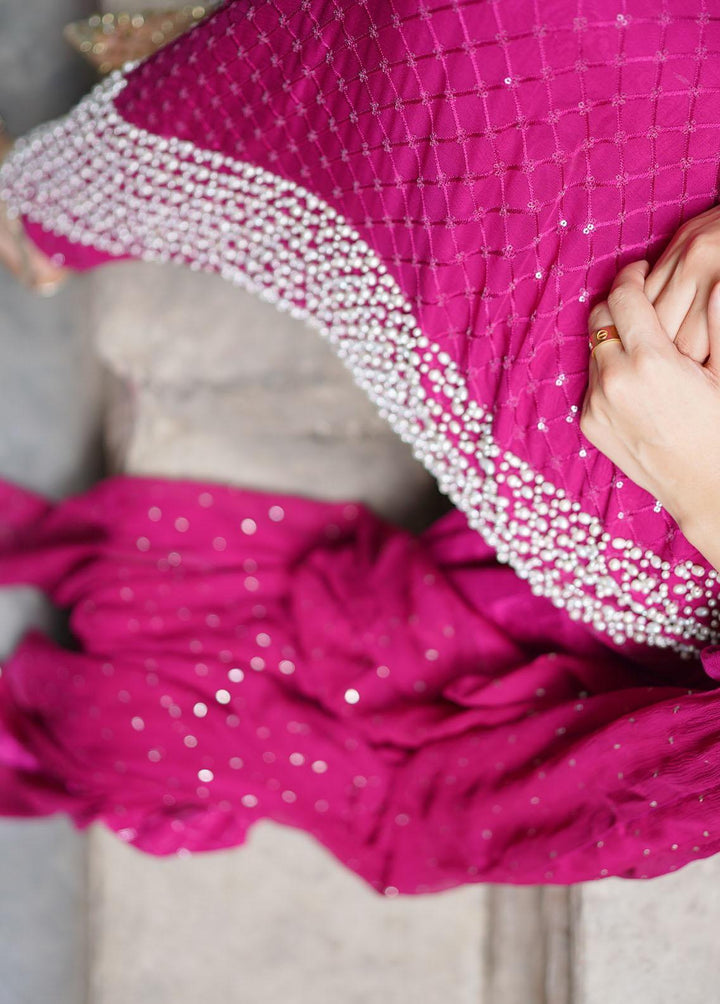 Manaal Arfeen Pret Embroidered  3 Piece Suit Magenta Pearl