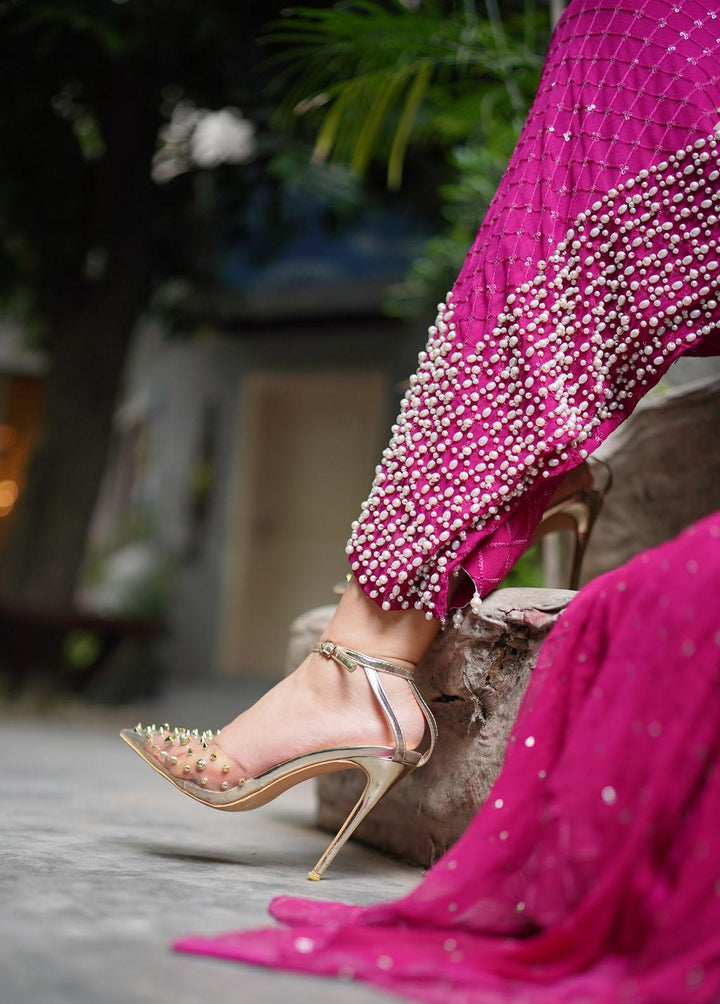 Manaal Arfeen Pret Embroidered  3 Piece Suit Magenta Pearl