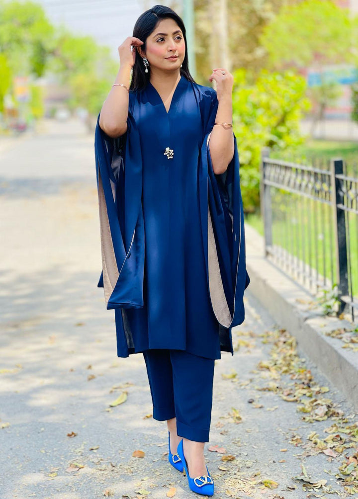 Manaal Arfeen Pret Embroidered  2 Piece Suit Navy Flo