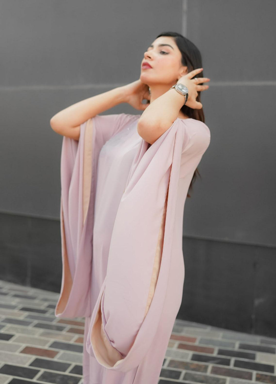 Manaal Arfeen Pret Eastern Georgette 2 Piece Suit MNL23T Powder Pink Flo