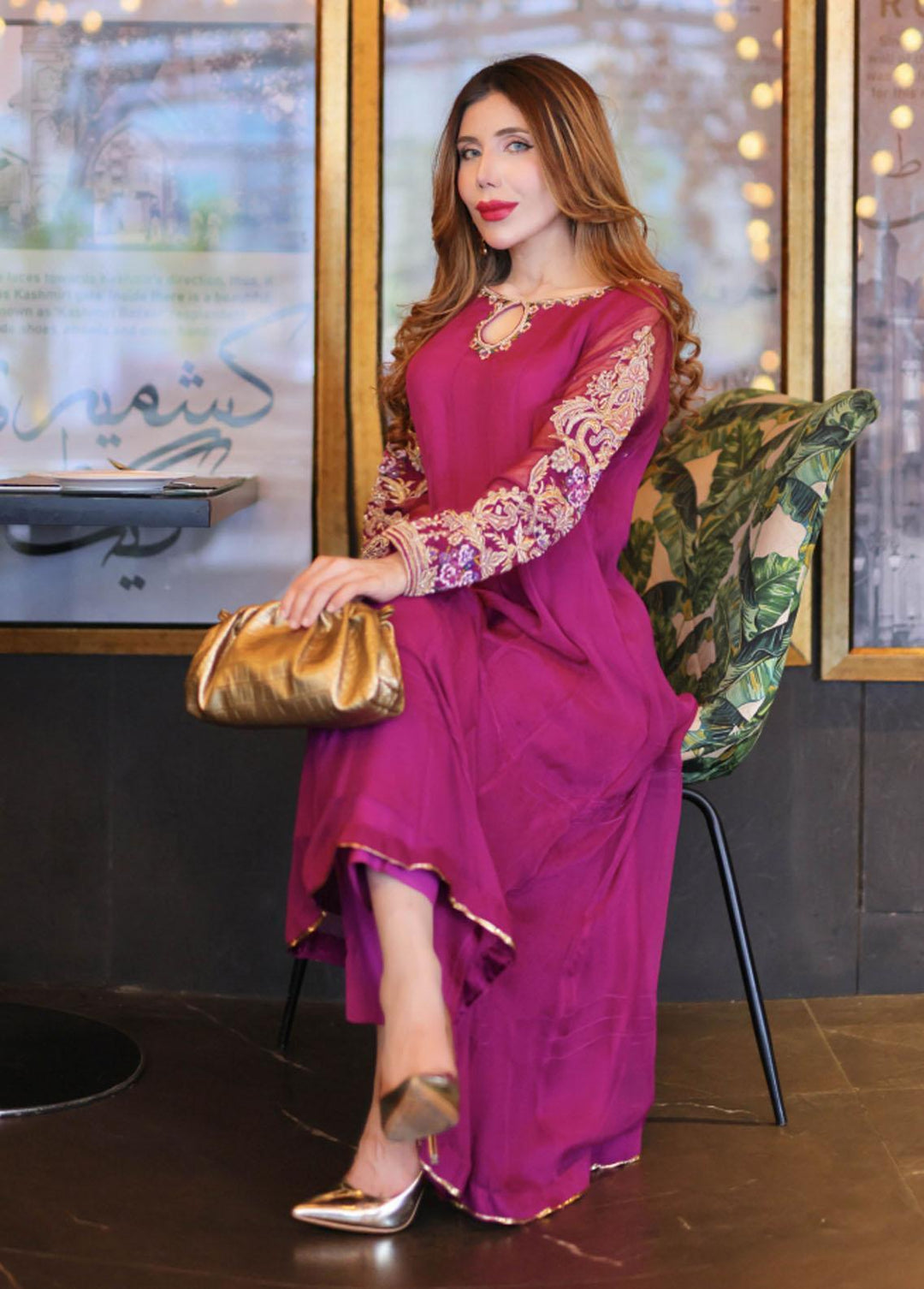 Manaal Arfeen Pret Embroidered Chiffon 3 Piece Suit MNL23T Purple Kalidaar