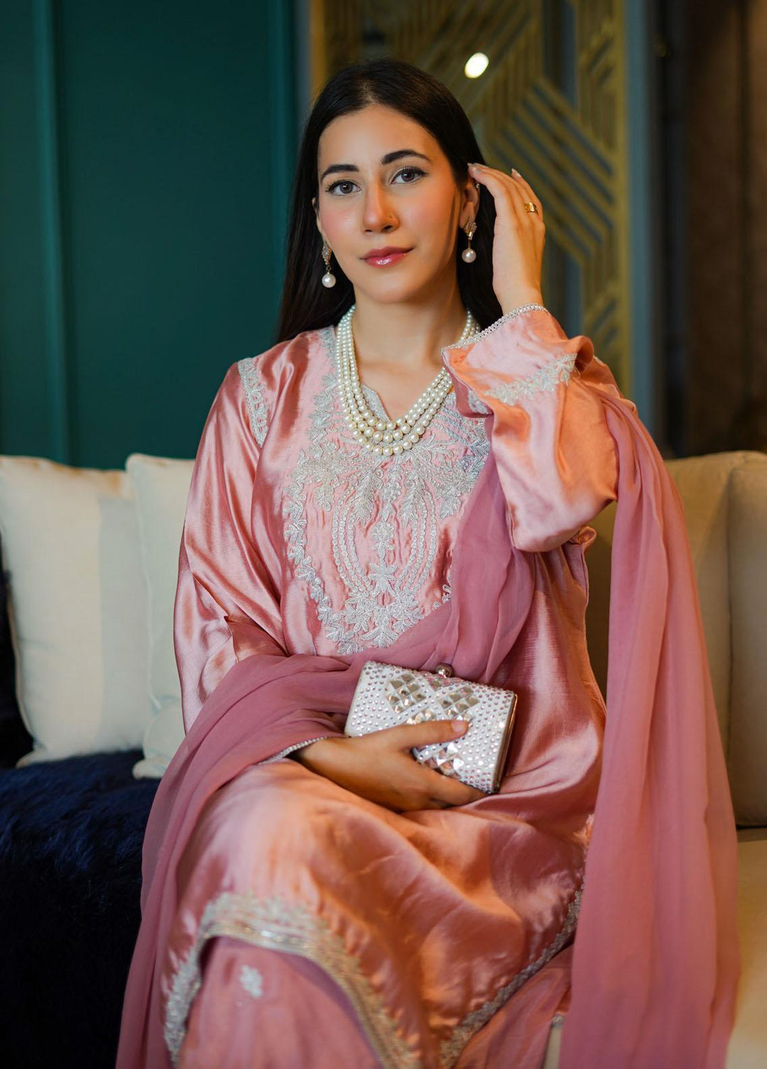 Manaal Arfeen Pret Embroidered  3 Piece Suit Traditional Pink