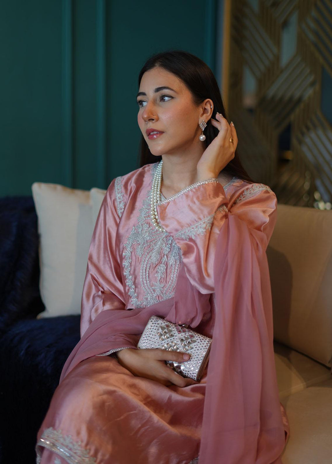 Manaal Arfeen Pret Embroidered  3 Piece Suit Traditional Pink