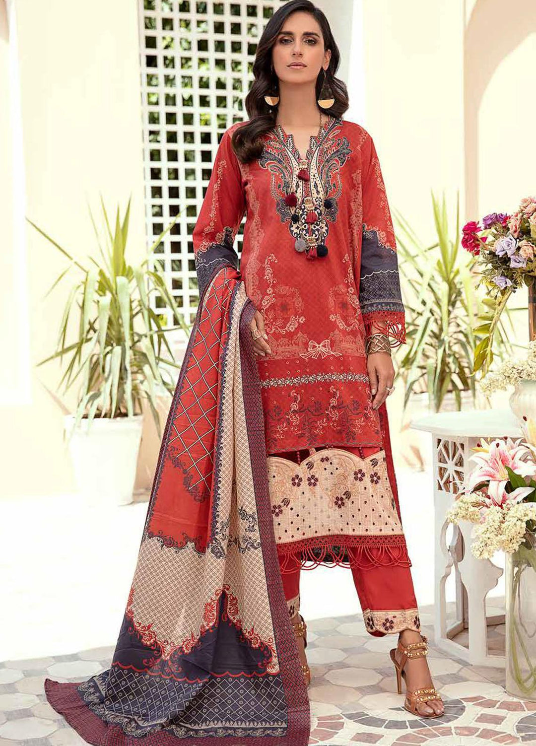 Tarz-e-Libas By Banafsheh Embroidered Lawn Suits Unstitched 3 Piece BF22TL BNT-02 - Summer Collection