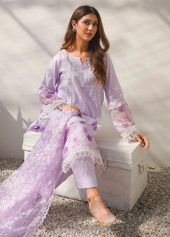 Tassawur Pret Embellished Cotton Lawn 3 Piece Suit Misty Lilac