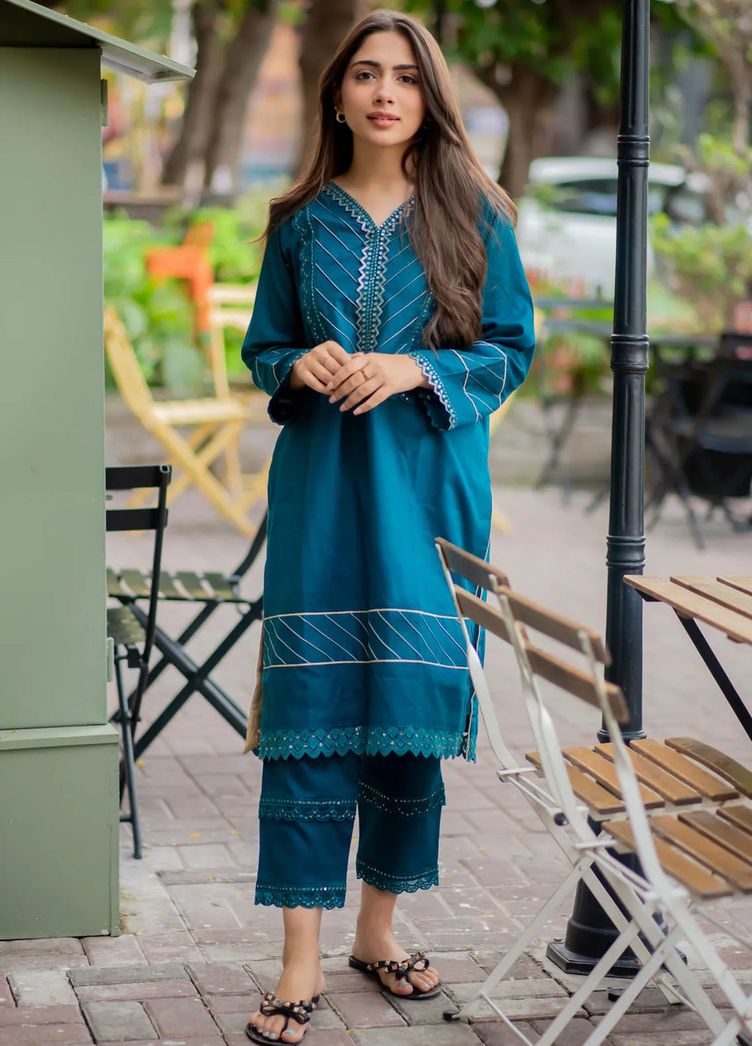 Tassawur Pret Embroidered Cotton 3 Piece Suit Crescent Sky