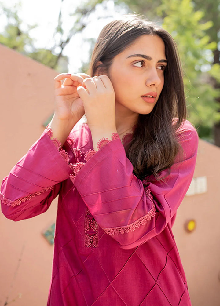 Tassawur Pret Lace Work Cotton 2 Piece Scarlet Ruby
