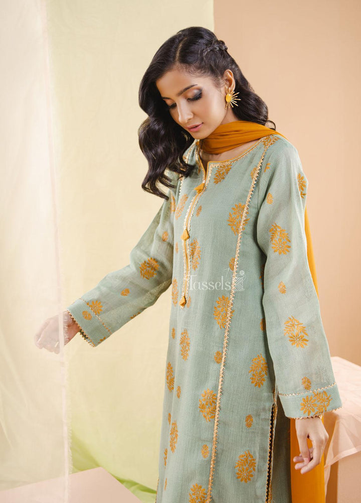 Tassels Pret  Raw Silk 3 Piece Suit SAFIRA