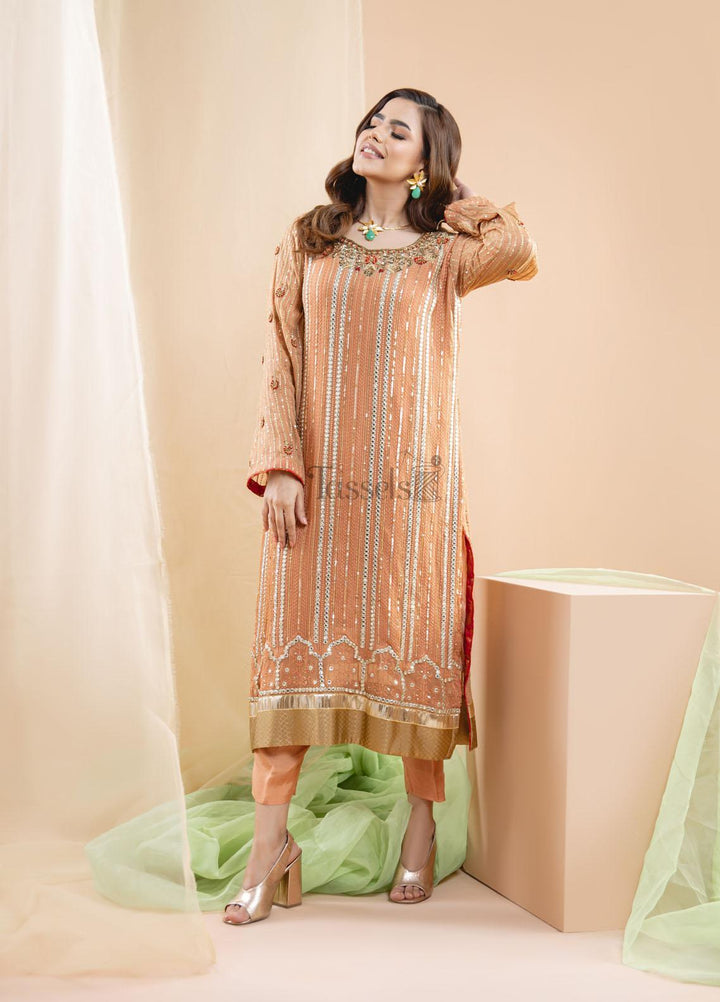 Tassels Pret  Chiffon 3 Piece Suit Gulnaar