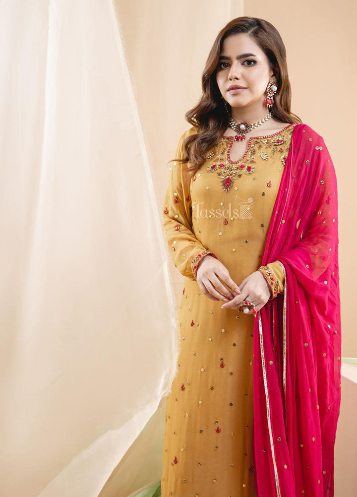 Tassels Pret  Chiffon 3 Piece Suit Aashna