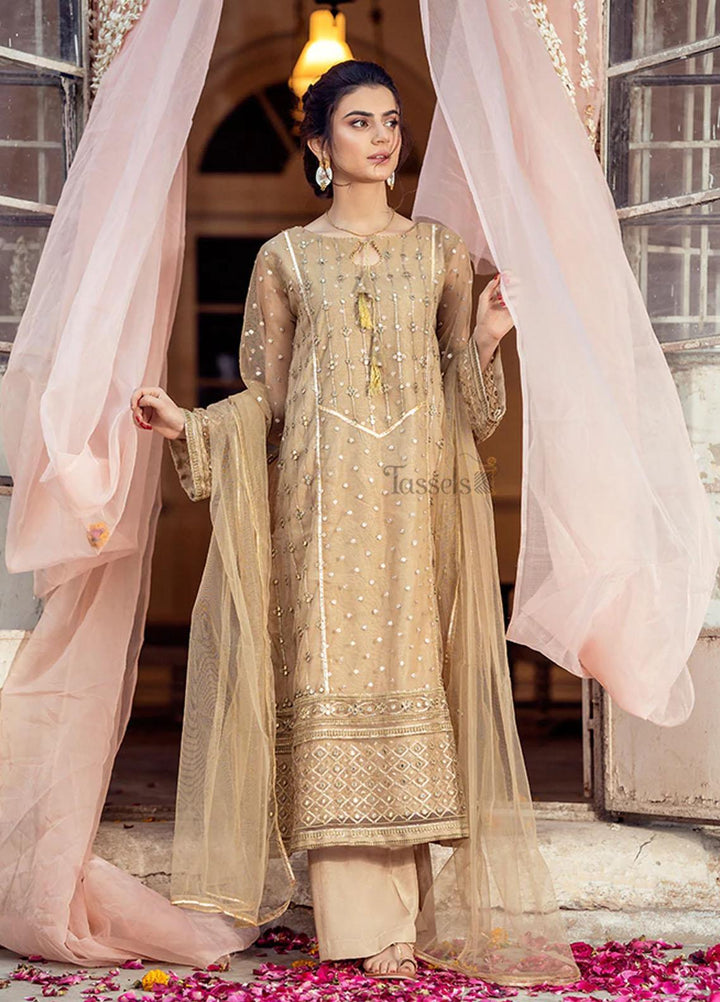 Tassels Pret  Raw Silk 3 Piece Gul