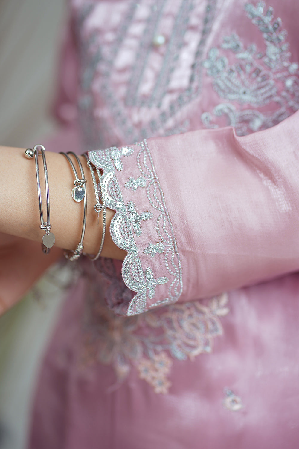 Reeza's Unstitched Embroidered Silk 3 Piece Tea Pink - Festive Collection