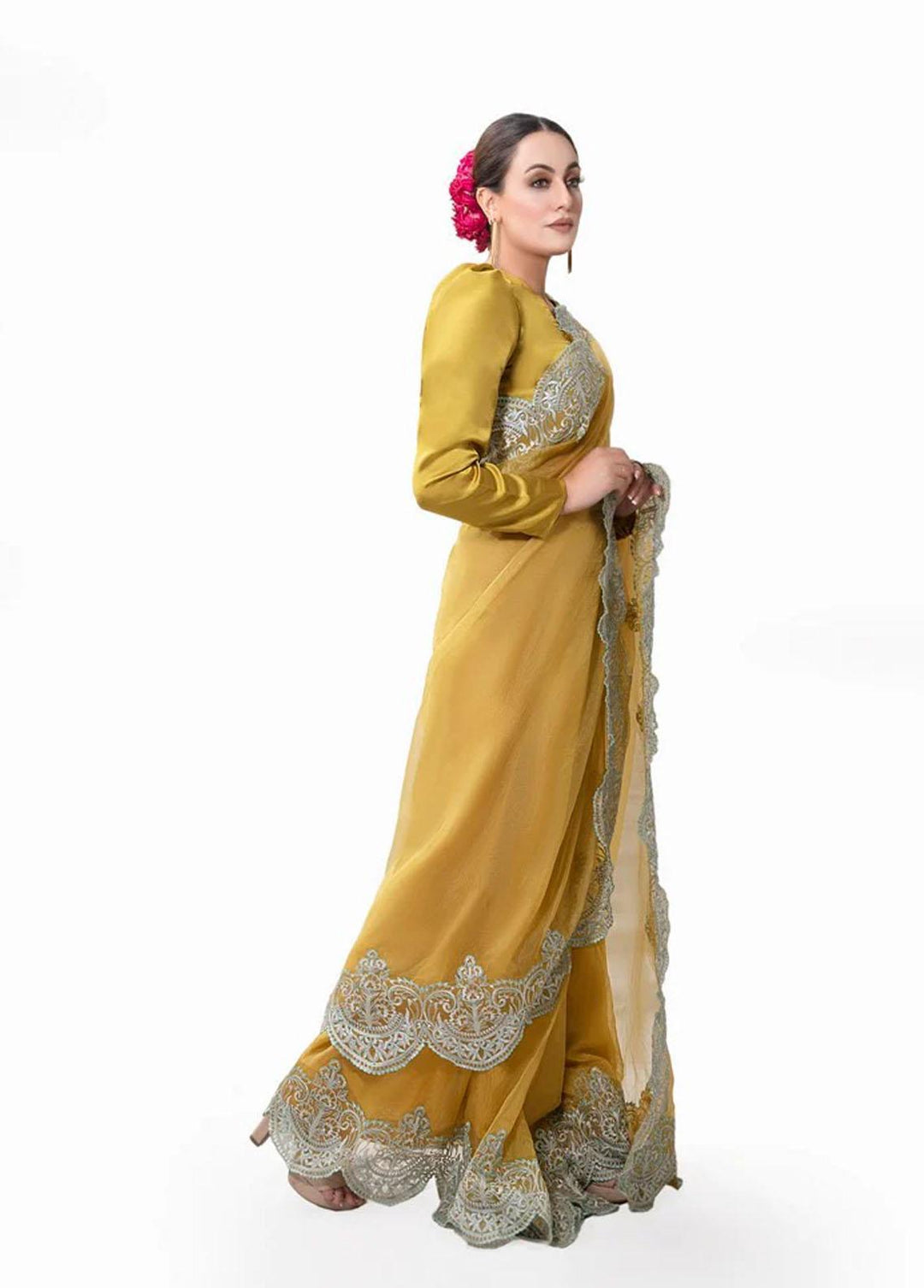Tehwar By Norans Embroidered Silk  Unstitched Saree NO22T NSC-PR 03 - Winter Collection