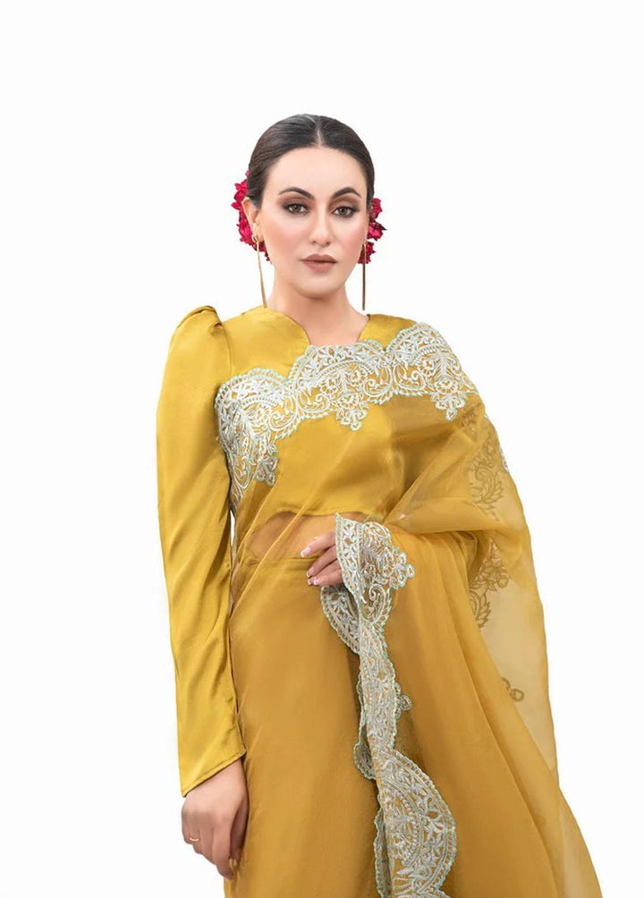 Tehwar By Norans Embroidered Silk  Unstitched Saree NO22T NSC-PR 03 - Winter Collection