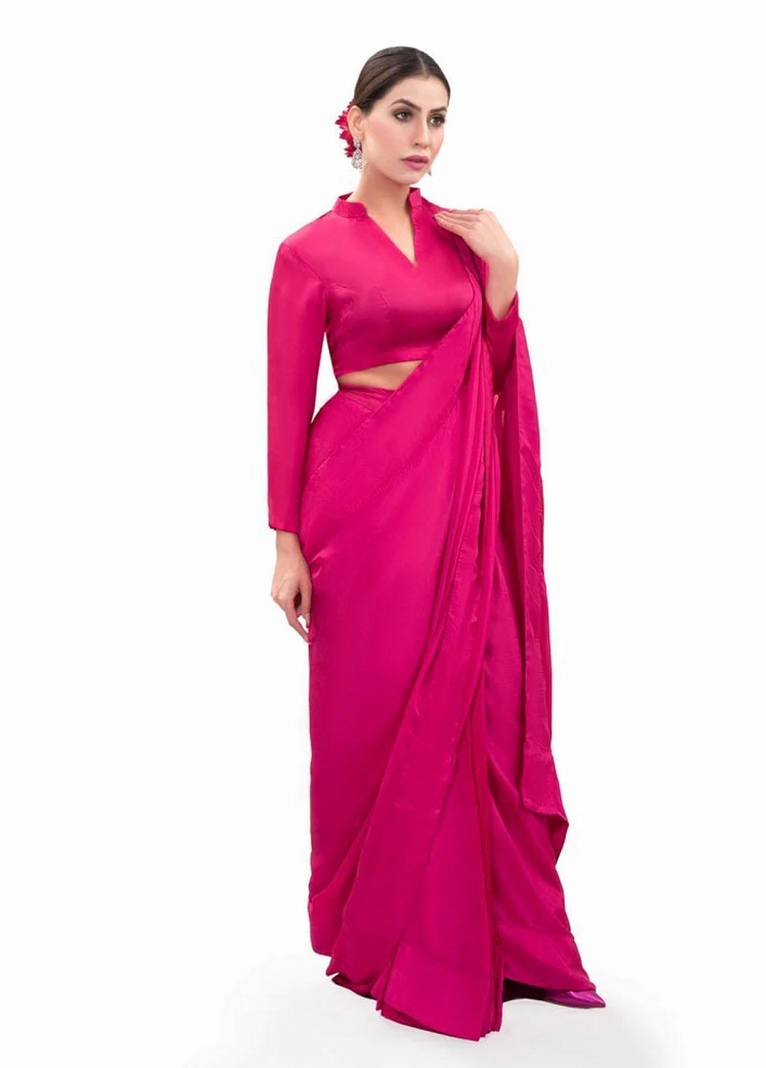 Tehwar By Norans Embroidered Silk  Unstitched Saree NO22T NSC-PR 04 - Winter Collection