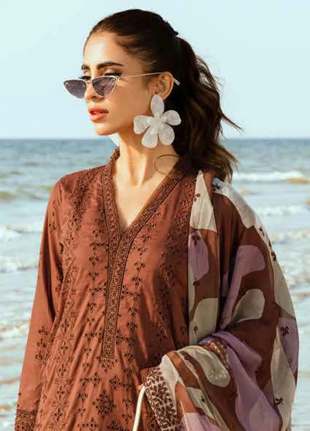 Tehzeeb by Riaz Arts Embroidered Lawn Suit Unstitched 3 Piece RA25TC TL-419 - Summer Collection