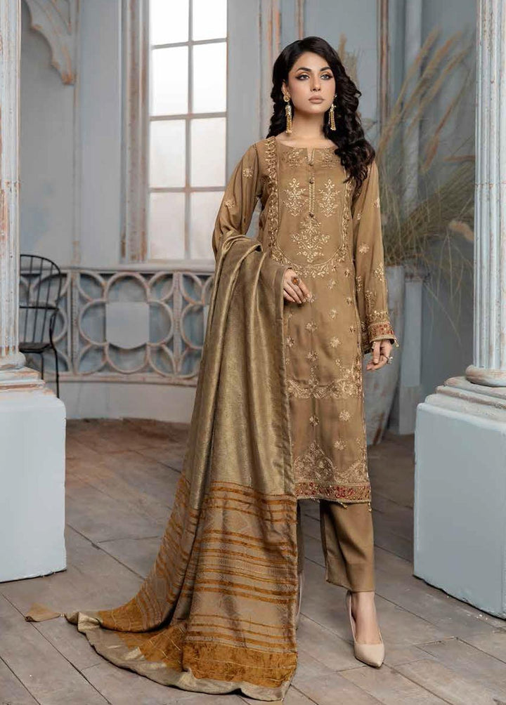 Tehzeeb By Riaz Arts Embroidered Leather Peach Suits Unstitched 3 Piece RA22TP TL-31 - Winter Collection