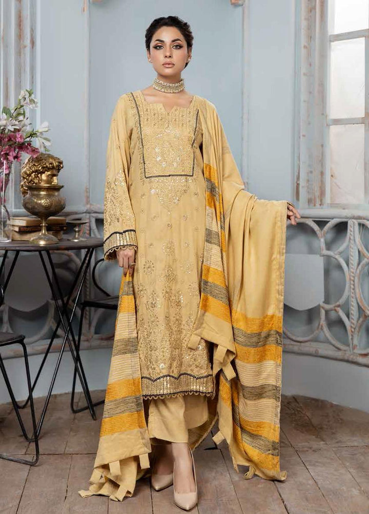 Tehzeeb By Riaz Arts Embroidered Leather Peach Suits Unstitched 3 Piece RA22TP TL-39 - Winter Collection