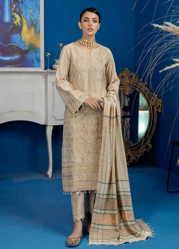 Tehzeeb By Riaz Arts Embroidered Leather Peach Suits Unstitched 3 Piece RA22LP TL-23 - Winter Collection